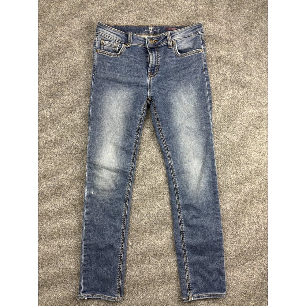 7 For All Mankind Jeans Boys 14 Blue Slimmy‎ Slim Fit Straight Stretch Denim